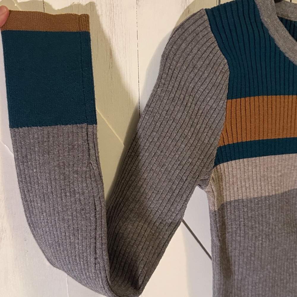 Hem & Thread Striped Ribbed Long Sleeve Sweater Top - Picture 3 of 7